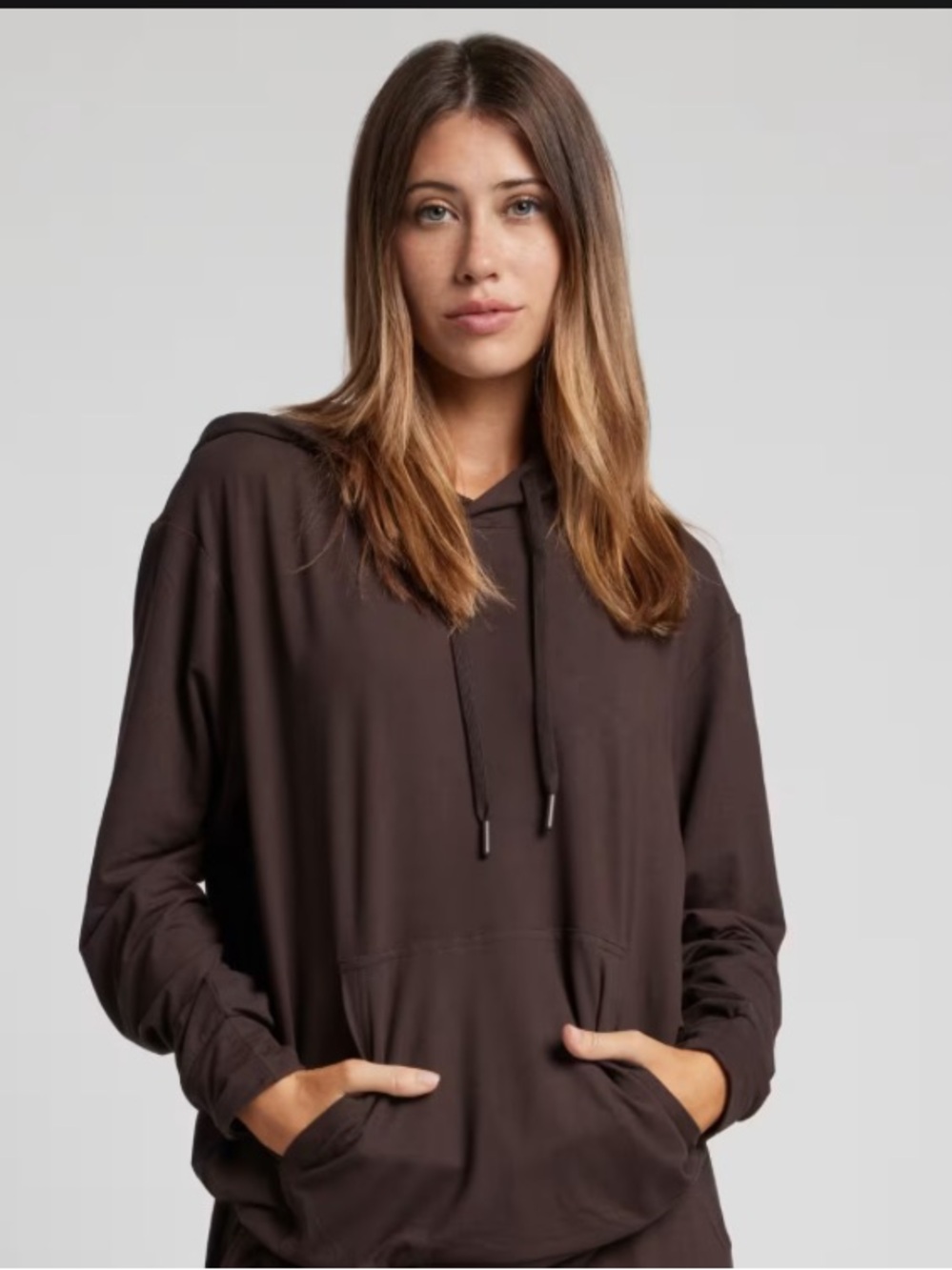 AllDayJersey Hooded Pullover Sweatshirt - Brown Espresso Size Medium NWT SOLDOUT - Picture 5 of 9